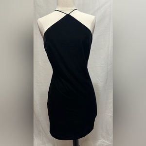 Black velvet backless dress